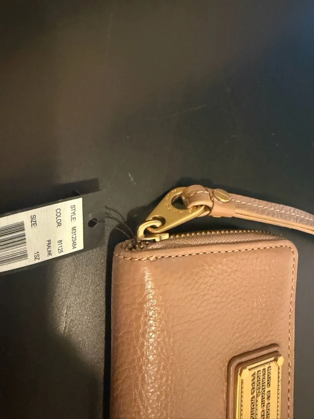 Marc Jacobs Pebbled Leather Wristlet in Blush Taupe with Gold Hardware